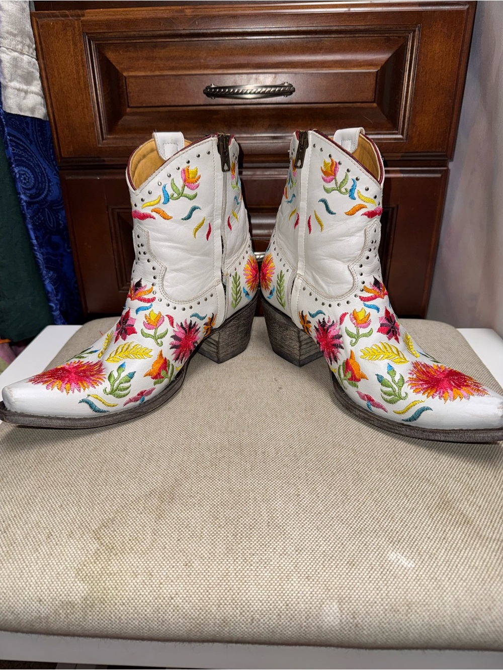 Old Gringo Summer Soul White Multicolor Floral Cowboy Boots 7.5 - Picture 4 of 12